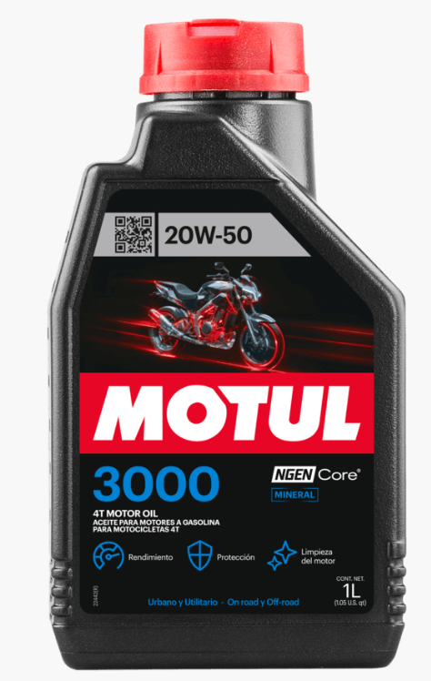 Envase de aceite MOTUL MOTUL 3000 20W50 4T - QT 1LT grado 20W50 - Lubricentro Piloto